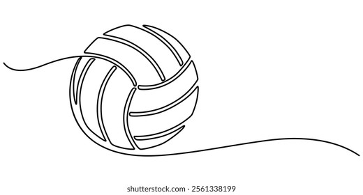 Volleyball Continuous Line Illustration, A single line drawing of a volleyball. outline ball for volleyball icon. pro Vector illustration.