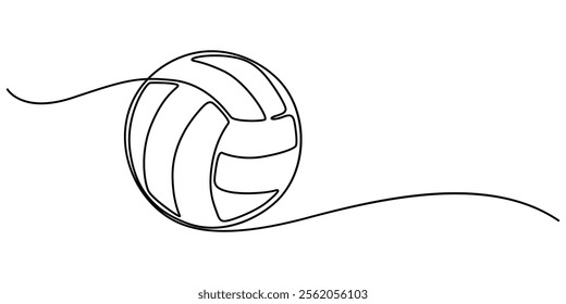 Volleyball Continuous Line Illustration, A single line drawing of a volleyball. ball for volleyball icon. Vector illustration, Volleyball drawing. outline pro vector illustration.