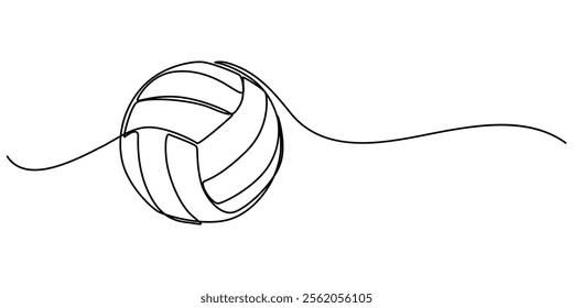 Volleyball Continuous Line Illustration, A single line drawing of a volleyball. ball for volleyball icon. Vector illustration, Volleyball drawing. outline pro vector illustration.