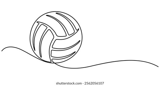 Volleyball Continuous Line Illustration, A single line drawing of a volleyball. ball for volleyball icon. Vector illustration, Volleyball drawing. outline pro vector illustration.