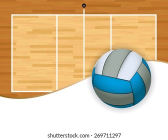 A Volleyball And Volleyball Court Background Illustration. Room For Copy. Vector EPS 10.