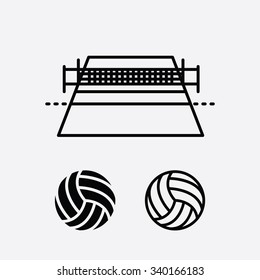 Volleyball Court And Ball Vector