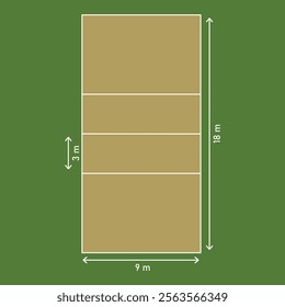 Volleyball court dimensions, isolated playground size of volley ball, volley ball court height and width