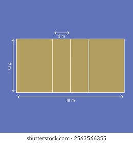 Volleyball court dimensions, isolated playground size of volley ball, volley ball court height and width