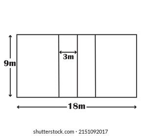 Volleyball court dimensions,isolated playground size of volley ball,volley ball court height and width.vector illustration.
