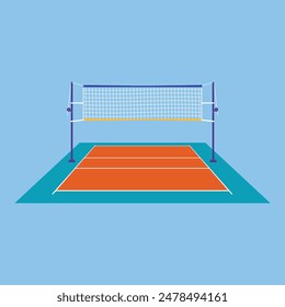 Volleyball court floor vector icon. Volleyball net. Volleyball sports floor net