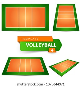 Volleyball court. Four items template. Vector eps 10
