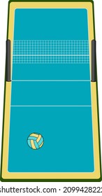 Volleyball court, illustration, vector on a white background.
