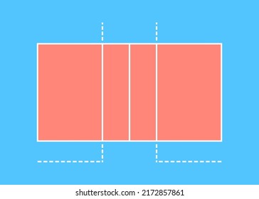 Volleyball court markings top view. Sports ground for active recreation. Vector flat illustration.
