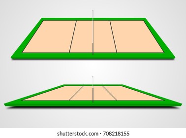 Volleyball court in perspective