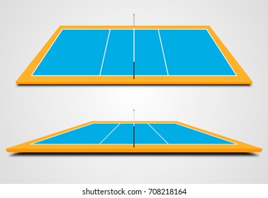 Volleyball court in perspective