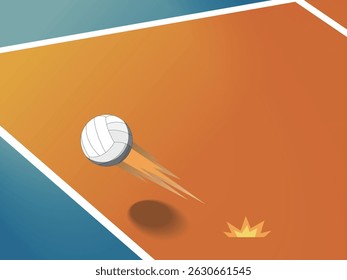 Quadra de voleibol e voleibol mostra a bola esmagar vetor ilustração gráfico EPS 10
