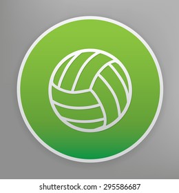 Volleyball design icon on green button, clean vector
