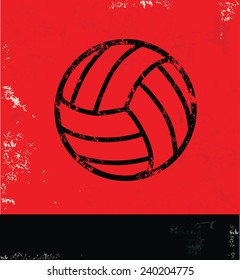 Volleyball design on red background,grunge vector