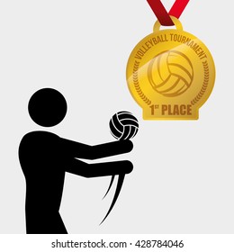 Volleyball design. Sport icon. Isolated illustration, editable vector