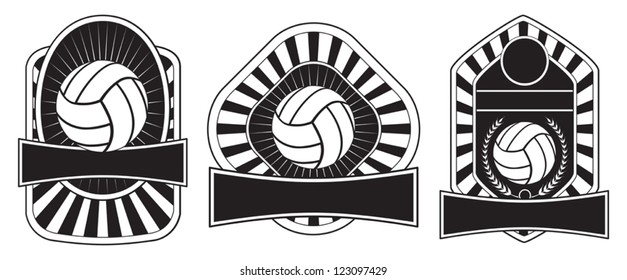 Volleyball Design Templates is an illustration of three volleyball design templates with open areas for your own text. Great for t-shirt designs.