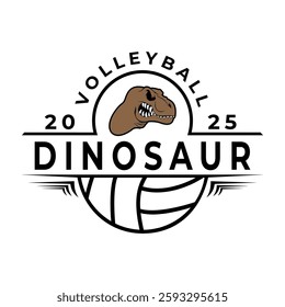 Volleyball with Dinosaur mascot logo design template