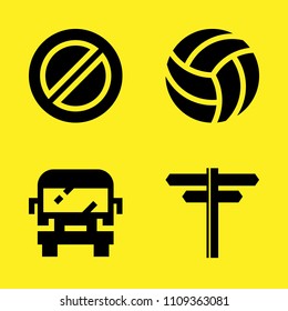 volleyball, directions arrows, prohibition and bus vector icon set. Sample icons set for web and graphic design