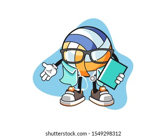Volleyball doctor cartoon. Mascot Character vector.