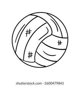 Volleyball doodle icon with white background vector stock illustration