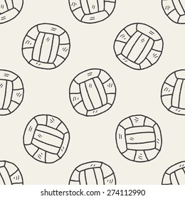 Volleyball Doodle Seamless Pattern Background