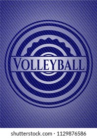 Volleyball emblem with denim high quality background