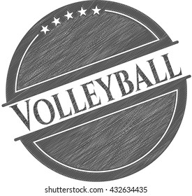 Dibujo del emblema de voleibol con efecto de lápiz