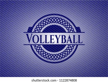 Volleyball emblem with jean background