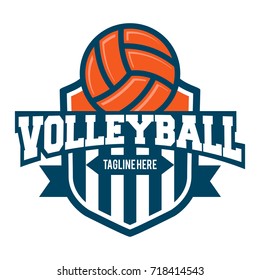 Volleyball Emblem Shield Logo Template