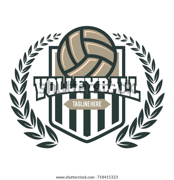 Volleyball Emblem Template Laurel Stock Vector (Royalty Free) 718415323 ...