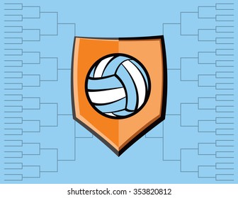 A Volleyball Emblem With Tournament Bracket. Vector EPS 10 Available.