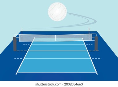 Volleyball field and ball. vector illustration