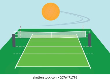 Volleyball field and ball. vector illustration