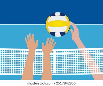 Volleyball field and ball. vector illustration