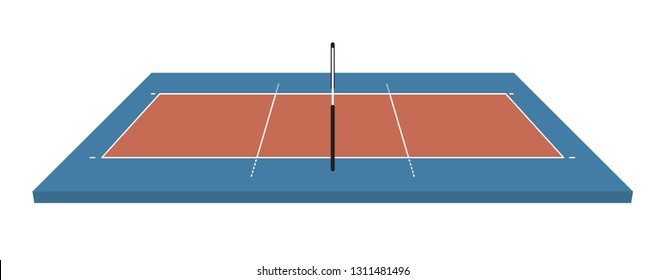 Volleyball field isometric vector illustration on white