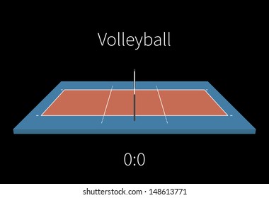 Volleyball Field with a score on black background. Vector illustration.