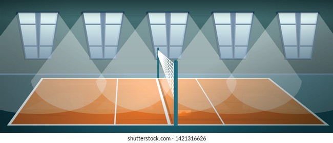 Volleyball field vector concept banner. Cartoon illustration of volleyball field vector concept banner for web design