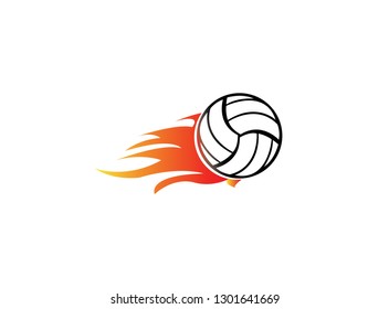 Volleyball Fire Flame Logo Design Stock Vector (Royalty Free ...