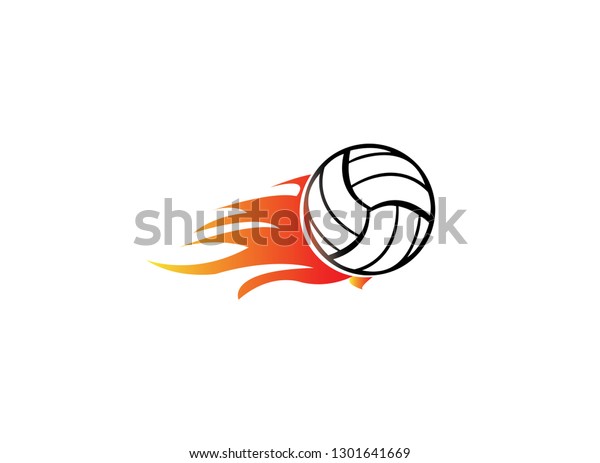 Volleyball Fire Flame Logo Design Stock Vector (Royalty Free ...