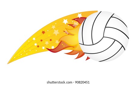 volleyball with fire isolated over white background. vector illustration