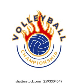 Volleyball fire logo design vector concept