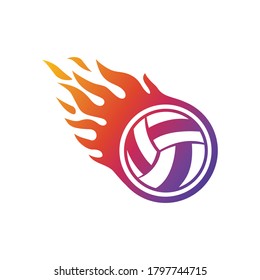 volleyball Fire Logo Template Design Vector, Illustration