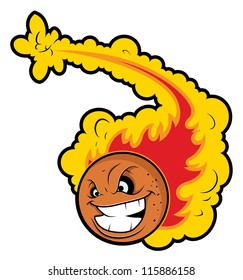 Volleyball with Fire Tale Vector Mascot Tattoo