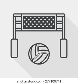 volleyball flat icon with long shadow, line icon