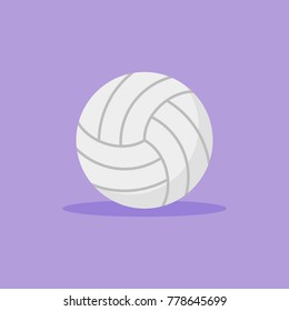 Volleyball flat style icon on purple background. Ball vector illustration.