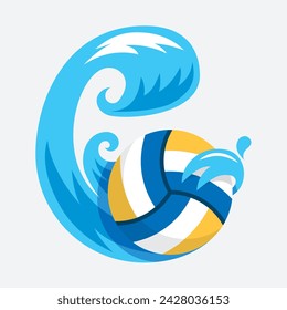 volleyball fly water wave ball flat icon 