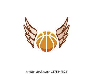 Volleyball fly with wings icon and serving ball for logo design illustration