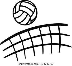 Volleyball Flying Over Net