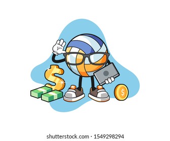 Volleyball freelancer cartoon. Mascot Character vector.