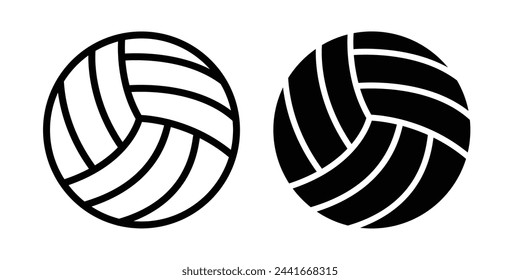 Volleyball Game and Ball Icons. Beach Volleyball and Tournament Equipment Symbols.